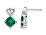 2.50 Carat (ctw) Lab-Created Emerald Heart Earrings in 14k White Gold